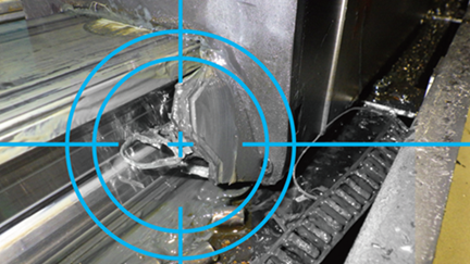 Photo 1: linear guide failure on a machining center