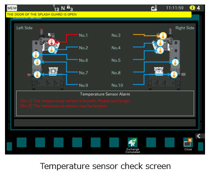 Temperature sensor check screen