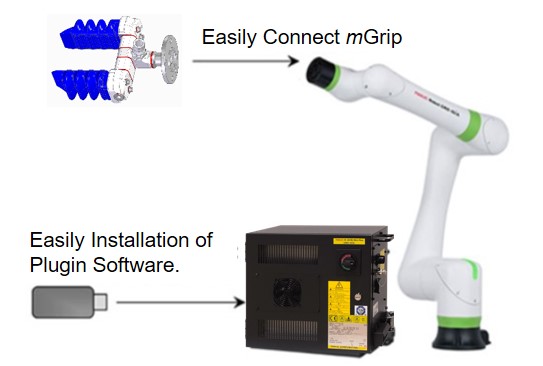 You can easily operate and teach the mGrip.