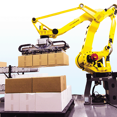 大型物流ロボットがパレタイジングを行っている画像