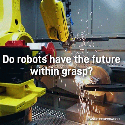 FANUC Robot M-800がレーザー加工を行っている様子