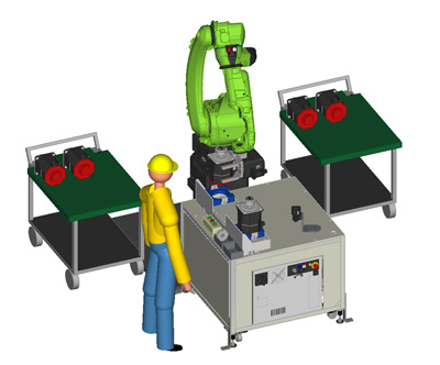 35kg可搬の協働ロボットと作業者の協働組立作業