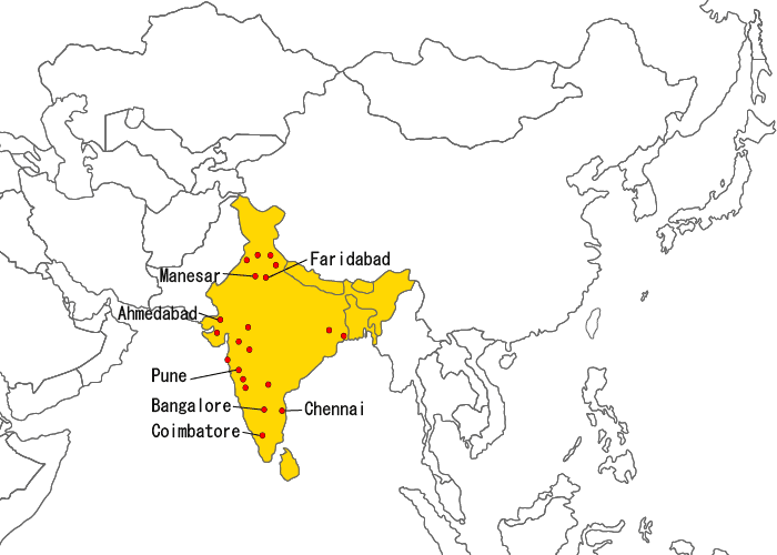 FANUC INDIA PRIVATE LIMITEDのサービス地域と拠点