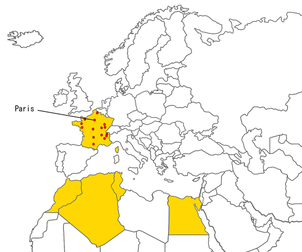 FANUC FRANCEのサービス地域と拠点